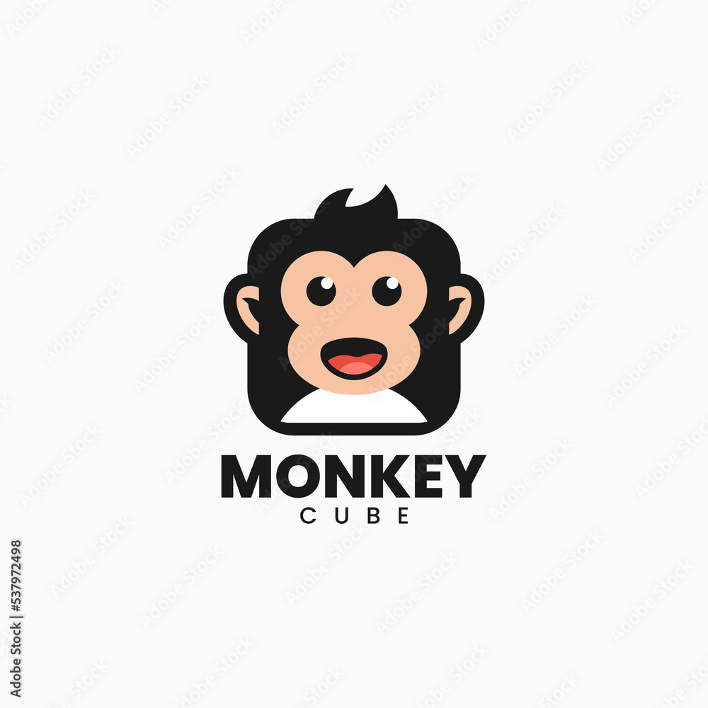 Vector Logo Illustration Monkey Mascot Cartoon Style