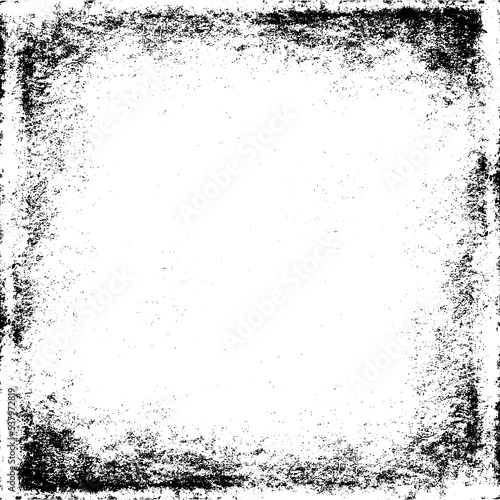 Grunge textured frame empty background. Black white pattern. Distressed sanded texture.