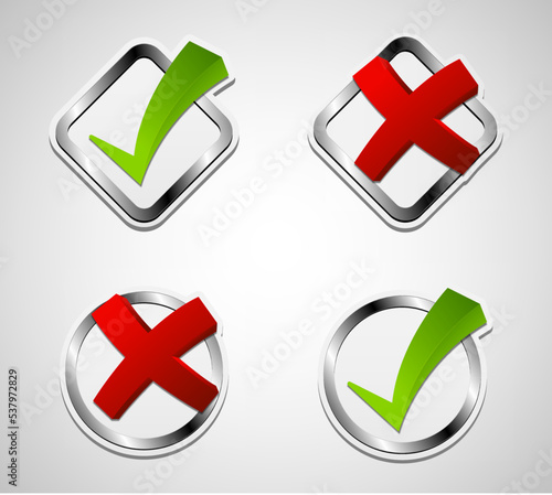 Tick check mark and decline cross.