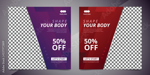 Sport square banner template. Promotional banner for social media post.