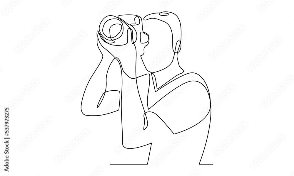 continuous line of photographer taking pictures continuous line of photographer taking pictures
