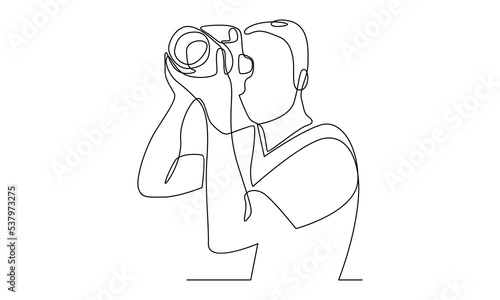 continuous line of photographer taking pictures