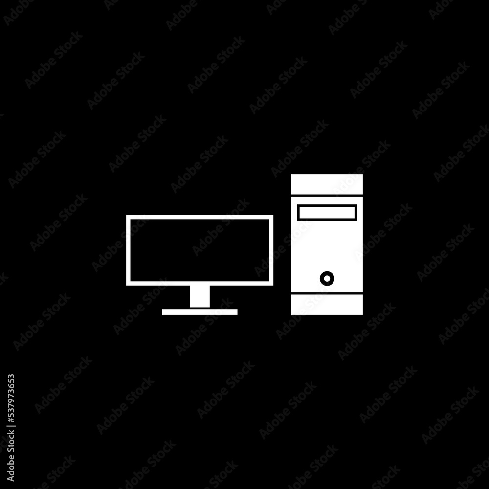 Computer monitor screen icon isolated on dark background Computer monitor screen icon isolated on dark background