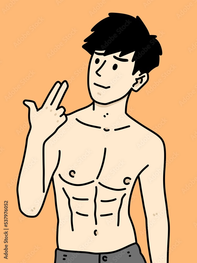 cute man cartoon on orange background cute man cartoon on orange background