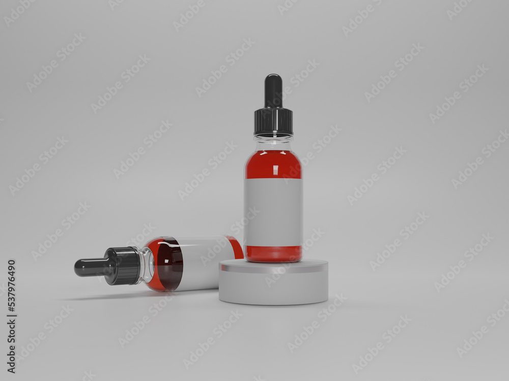 Dropper bottle mockup front view 3d rendering Dropper bottle mockup front view 3d rendering