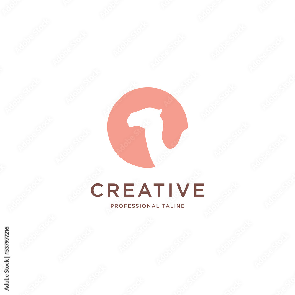 camel shadow vector logo in a circle camel shadow vector logo in a circle
