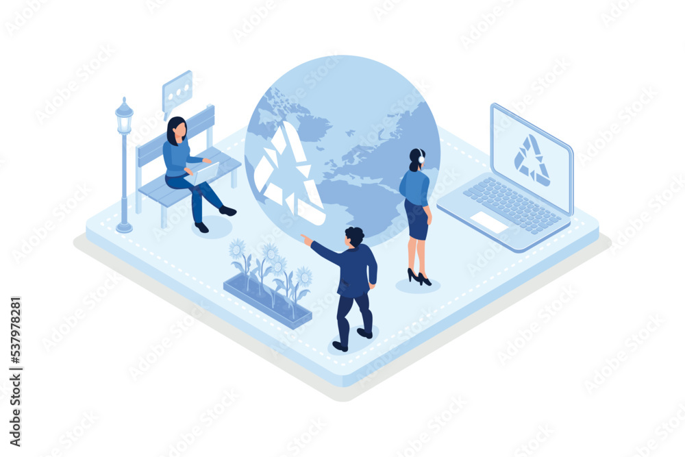 Sustainability, green energy, Environmental, Social, isometric vector modern illustration