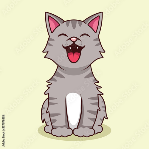 Cute cat yawning cartoon illustration