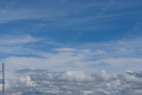 Fototapeta Naklejka Na Ścianę i Meble -  Cloudscape - blue sky and white clouds, wide panorama.
