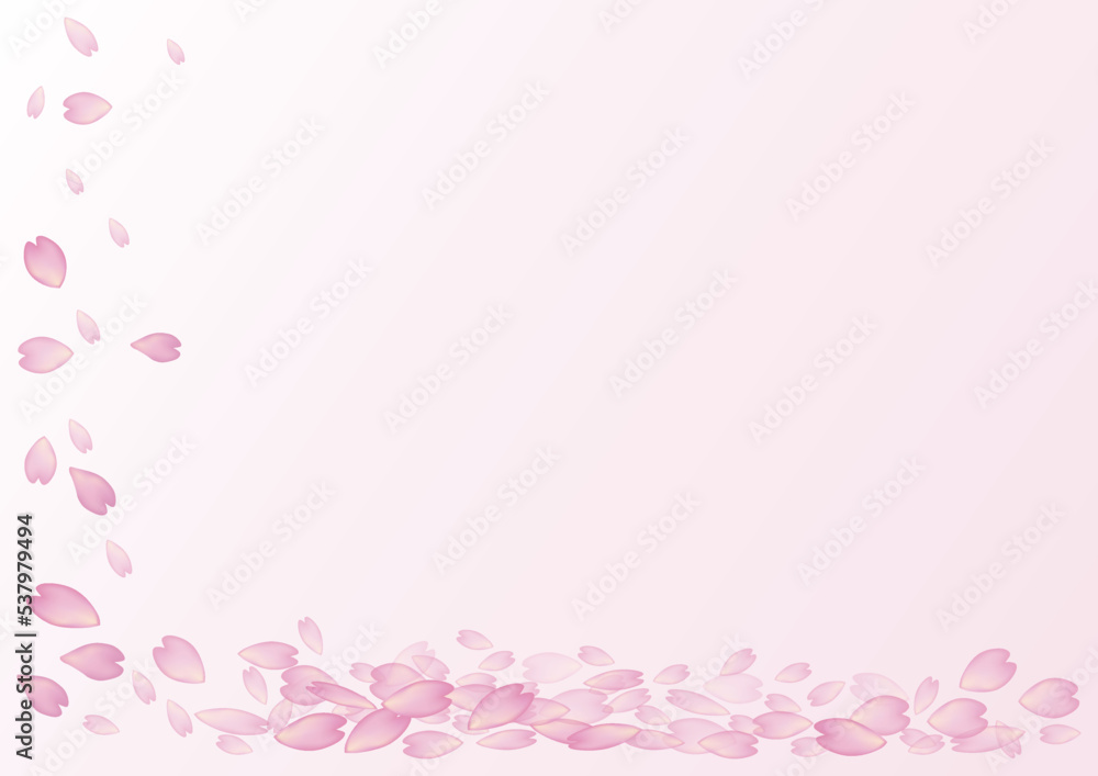 桜の花びらが舞う背景　イラスト素材　ピンク