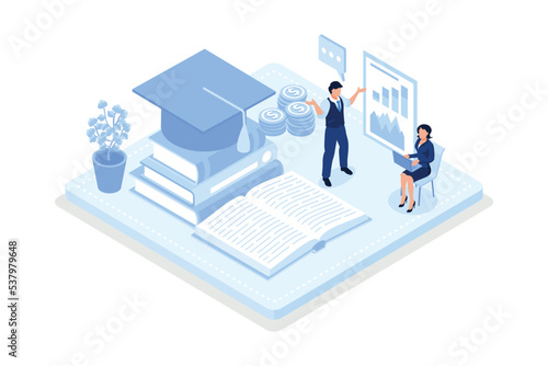 Personal finance management and financial literacy concept, isometric vector modern illustration