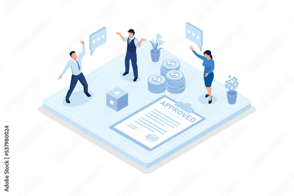 Credit approval, isometric vector modern illustration Credit approval, isometric vector modern illustration