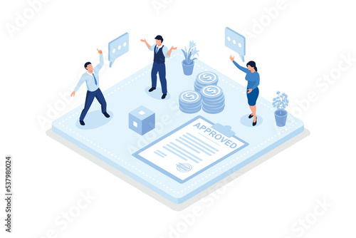 Credit approval, isometric vector modern illustration