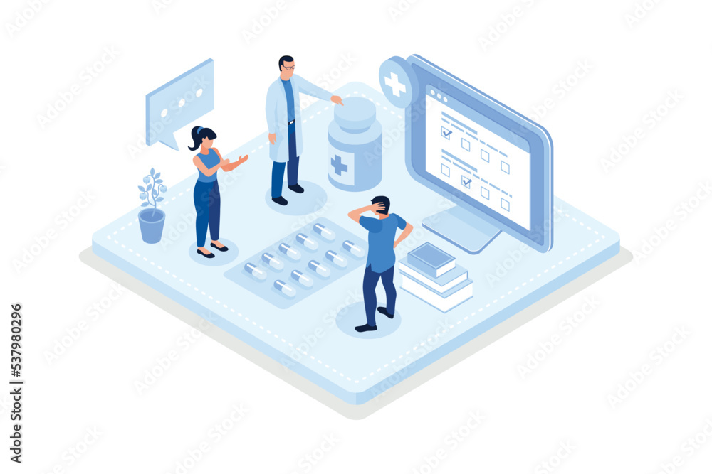 Health insurance, Medicine and healthcare concept, isometric vector modern illustration