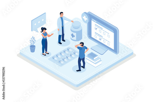 Health insurance, Medicine and healthcare concept, isometric vector modern illustration