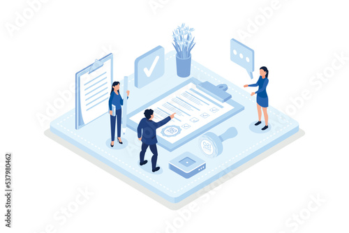 Public finance, Characters receiving grant, isometric vector modern illustration