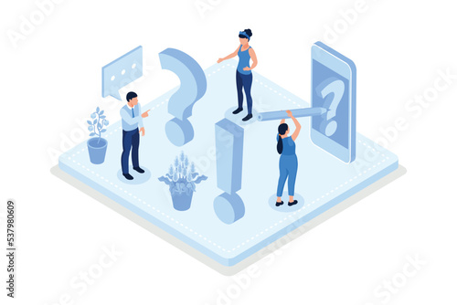 Feedback and review, Characters giving positive feedback to helpdesk service, isometric vector modern illustration