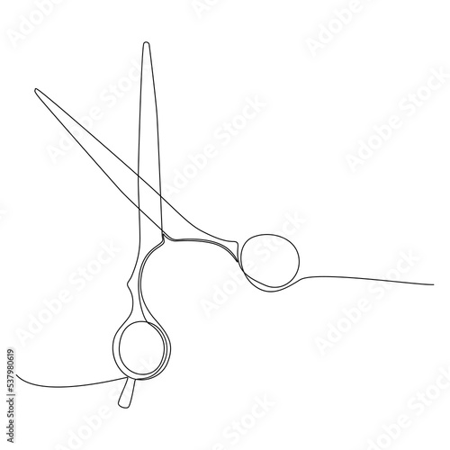 One continuous line drawing of scissor. Thin Line Illustration vector concept. Contour Drawing Creative ideas.