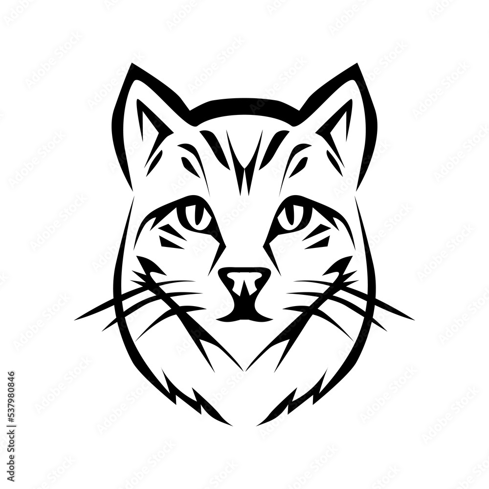 black egyptian cat head vector illustration, perfect for logos, icons, mascots, cat lovers, children's clothes, children's books, etc.