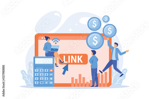 Business analytics, commerce metrics, SEO. Cost per acquisition CPA model, cost per conversion, online advertising pricing model concept, flat vector modern illustration
