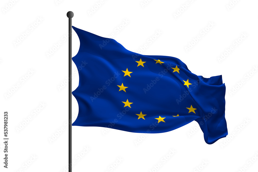 Waving flag of European Union. 3D rendering illustration. Waving flag of European Union. 3D rendering illustration.