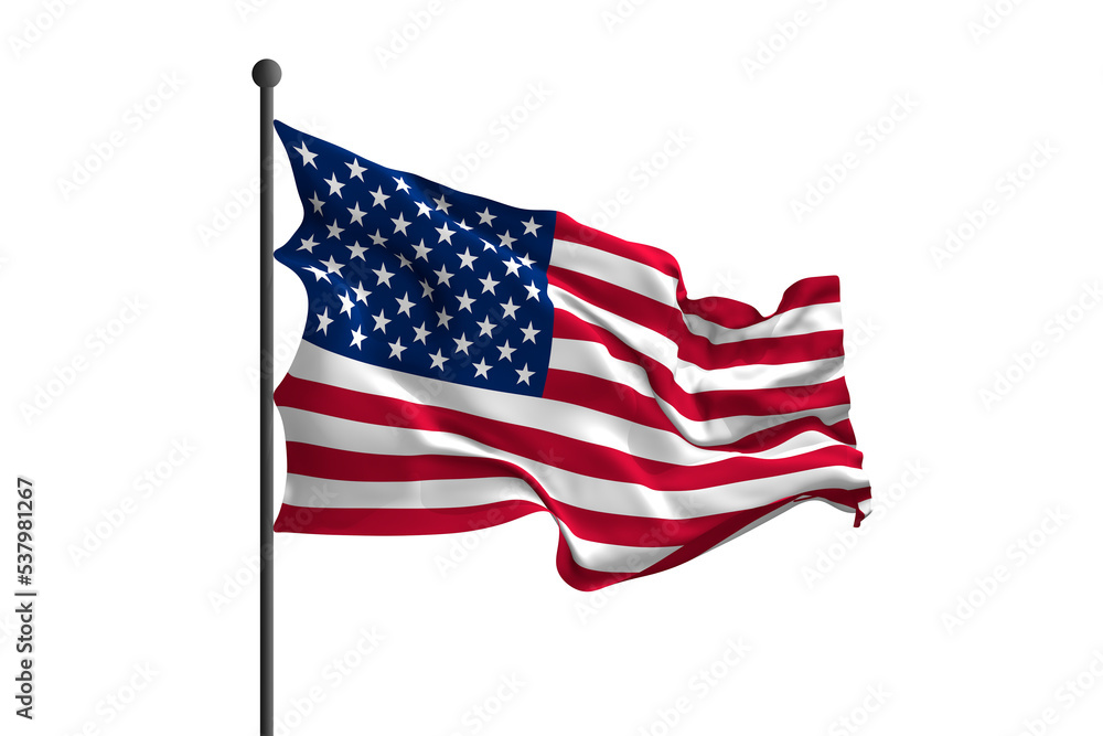 Waving flag of United States of America. 3D rendering illustration. Waving flag of United States of America. 3D rendering illustration.