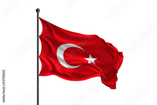 Waving flag of Turkey. 3D rendering illustration.