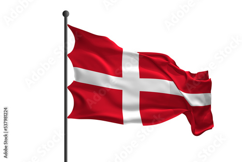 Waving flag of Denmark. 3D ...