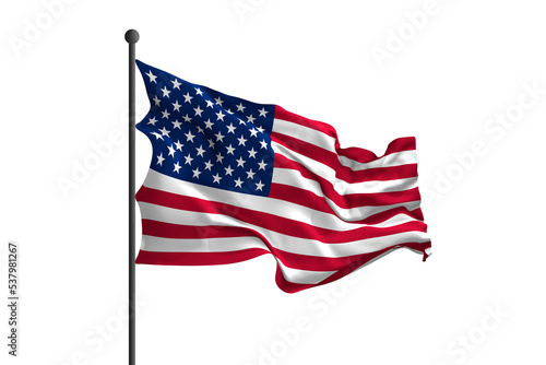 Waving flag of United States of America. 3D rendering illustration.