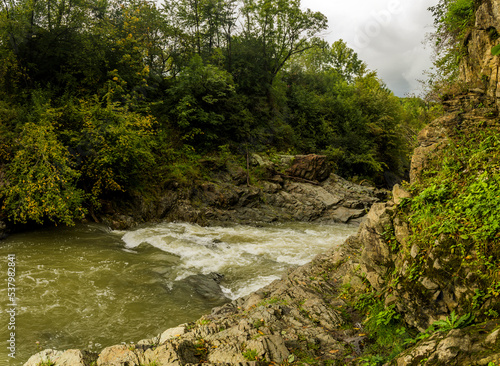 Guk Velykyi  Big Guk  waterfall on Carpathian river Pistynka  Hutsulshchyna National Park  Ukraine