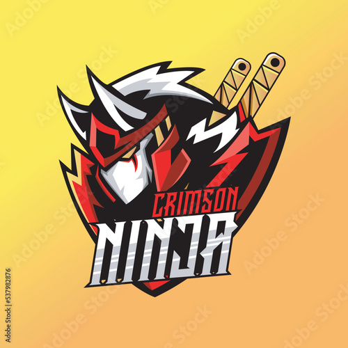 NINJA MASCOT FOR ESPORT LOGO TEMPLATE VECTOR ILLUSTRATION