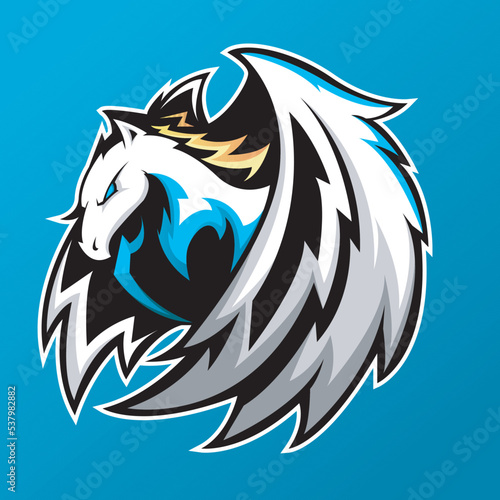 PEGASUS MASCOT FOR ESPORT LOGO TEMPLATE VECTOR ILLUSTRATION