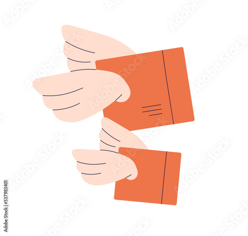 Delivery boxes flying. Parcels with wings delivering post, air mail. Fast express postal service concept. Funny packages, goods shipment. Flat vector illustration isolated on white background