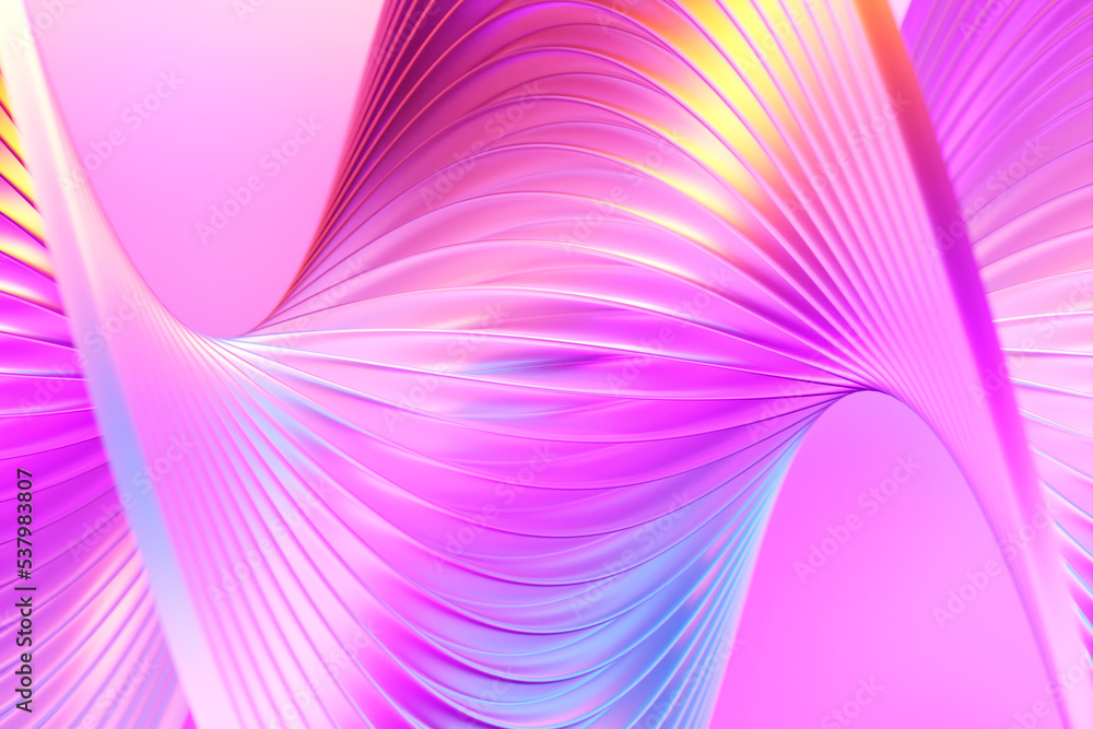 3D illustration pink stripes in the form of wave waves, futuristic background. 3D illustration pink stripes in the form of wave waves, futuristic background.