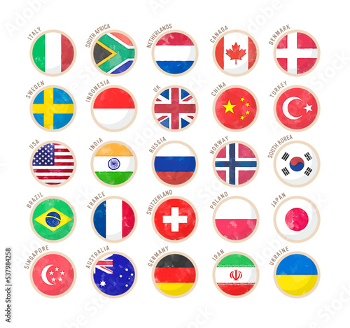 Watercolor flag icons