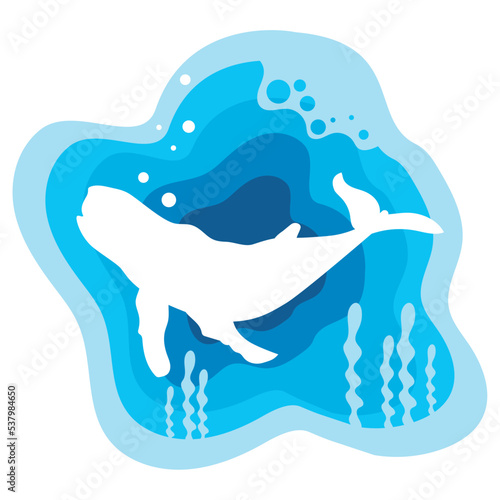 whale sealife paper art