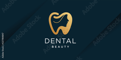 Dental beauty logo design with creative concept