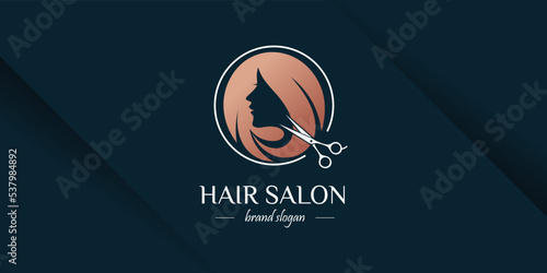 Hair cut logo design for fashion with creative concept