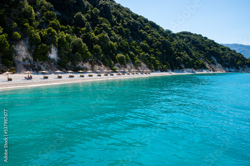 view of the paradise beach of Gidaki in Ithaca, the beautiful Ionian island of Greece.