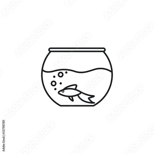 Aquarium with fish line icon, outline vector sign, linear pictogram isolated on white. Symbol, logo illustration