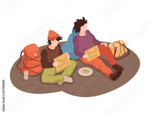 Isometric Homeless People