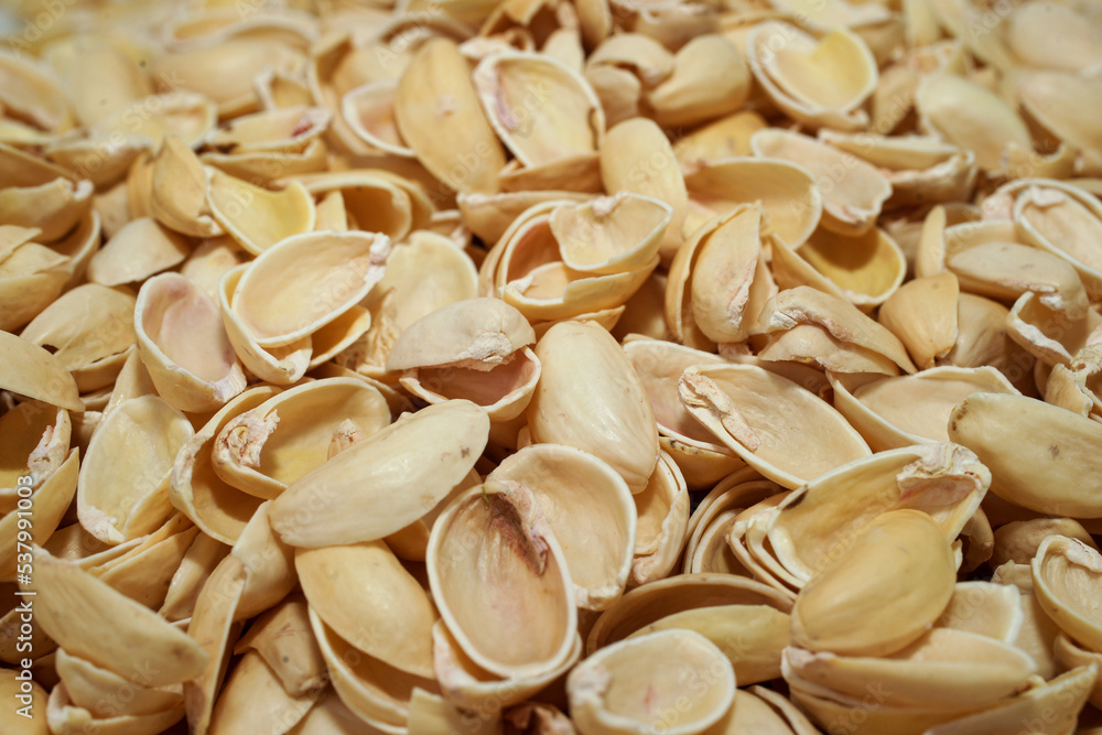 Shells of pistachios used for snacks and many other products Shells of pistachios used for snacks and many other products
