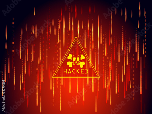 hacked computer on red display