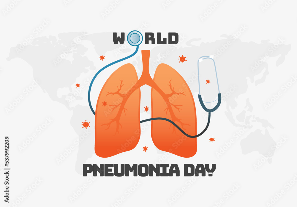 World pneumonia day background with big lungs. - obrazy, fototapety, plakaty 