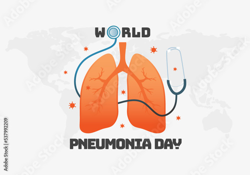 World pneumonia day background with big lungs. photo
