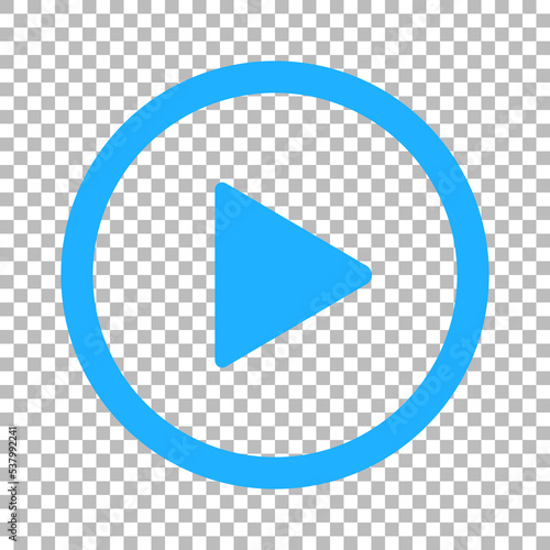 Blue video play button icon isolated on transparent background. vector illustration design. easy to edit