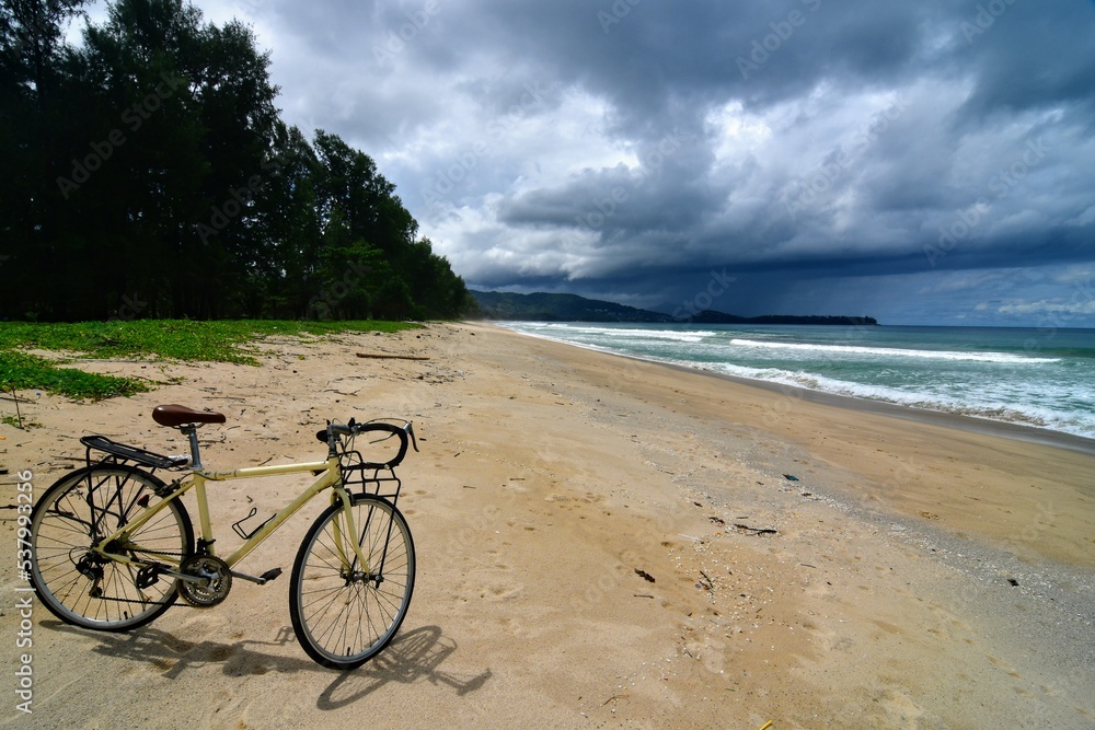 riding a bike on the beach in Phuket, Thailand