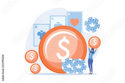 Taxation of gambling winning, legal wagers operations, prize market value, online casino money slot, professional gambler abstract metaphor, flat vector modern illustration