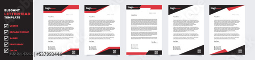 modern of letterhead template for stationary design for business corporation with red and black color editable format vector