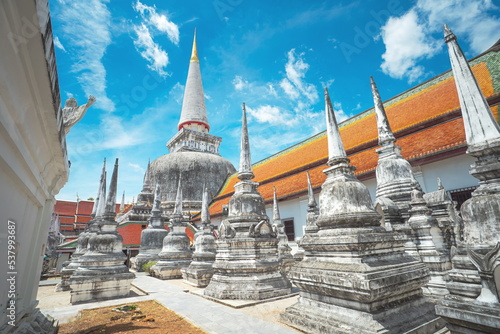 The famous temple Wat Phra Mahathat Woramahawiha Nakhon Si Thammarat, Thailand.